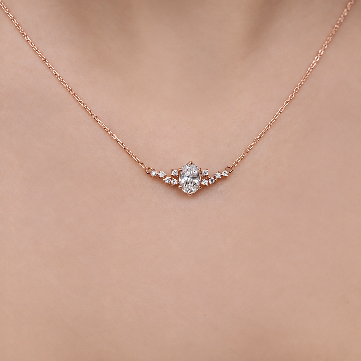 Vintage Asymmetrical Diamond & White Topaz Necklace