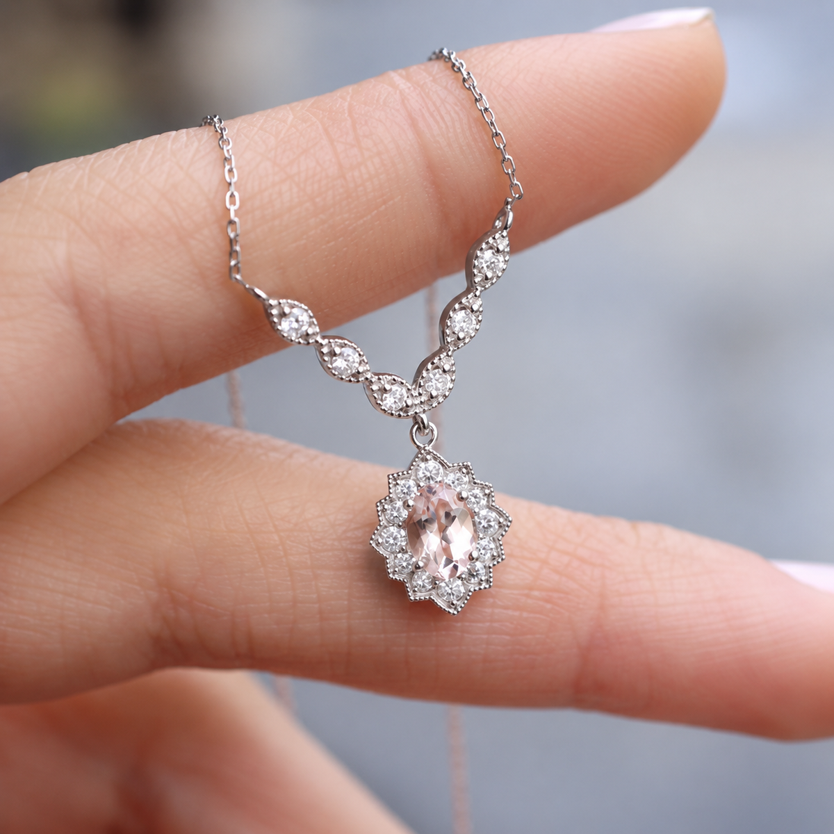 Vintage Venice Pırlanta & Morganite Kolye