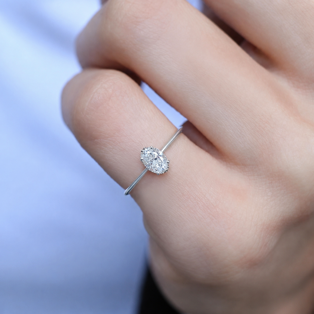 0.40 Karat Vintage Oval Diamantring Sonderanfertigung