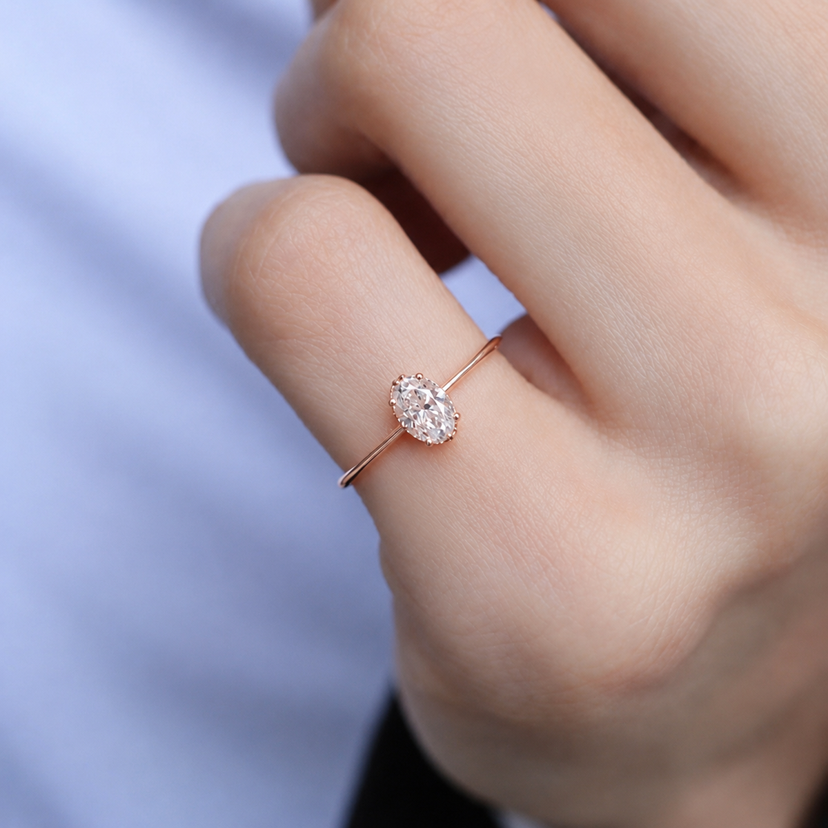 0.40 Karat Vintage Oval Diamantring Sonderanfertigung