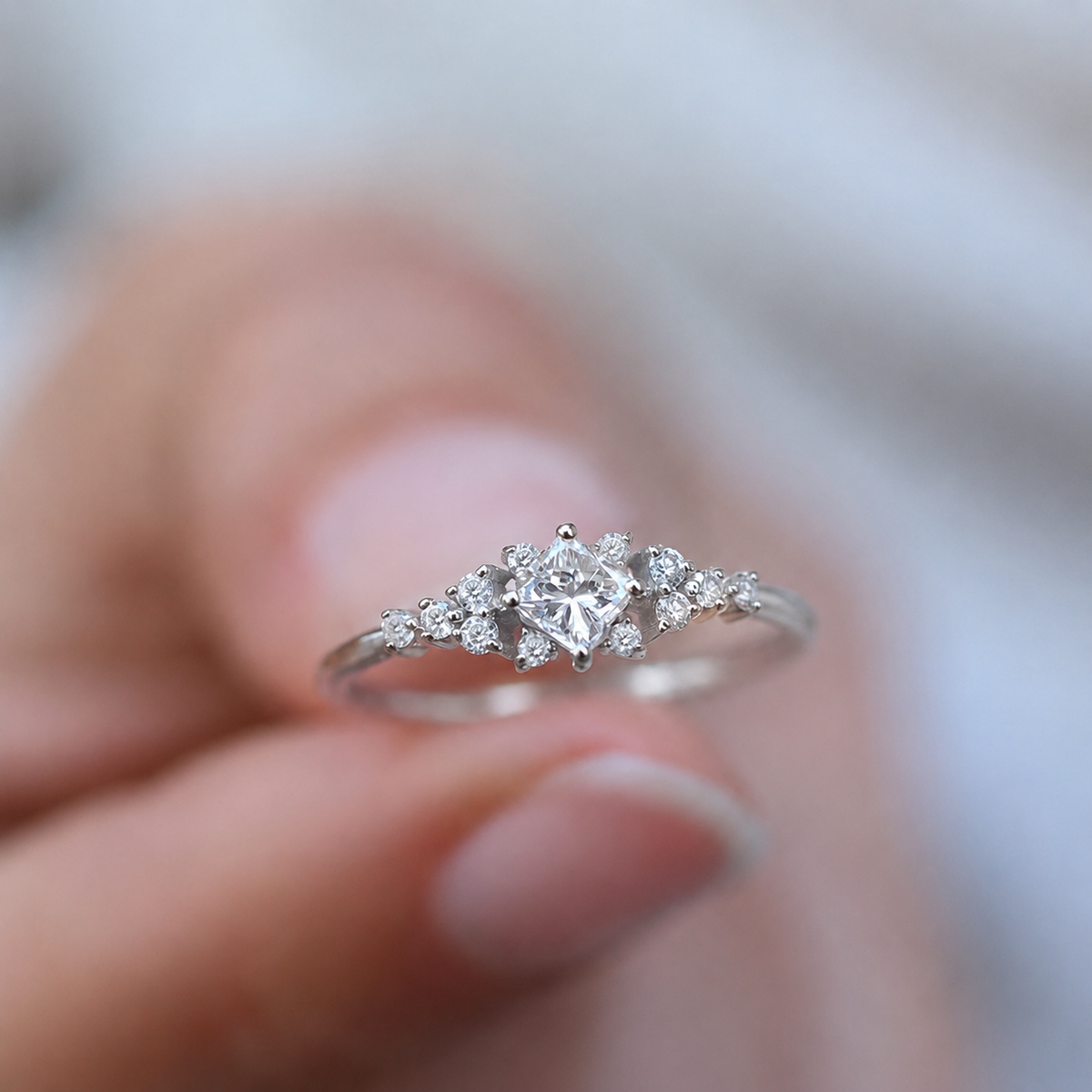 0.40 Karat Vintage Diamant Prinzessschliff Ring