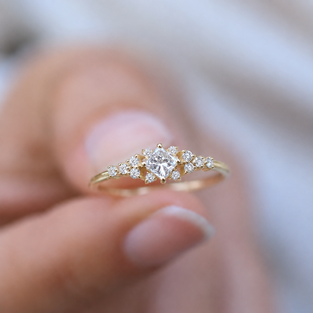 0.40 Karat Vintage Diamant Prinzessschliff Ring