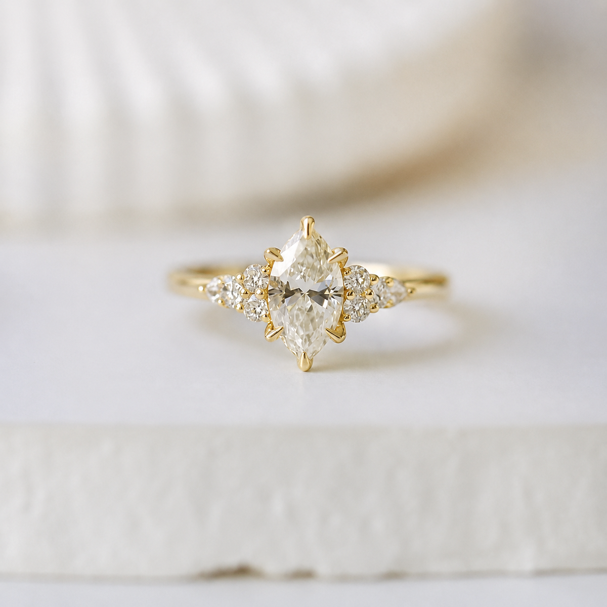 0.90 Carat E SI2 GIA Certified Vintage Sarah Marquise Diamond Ring