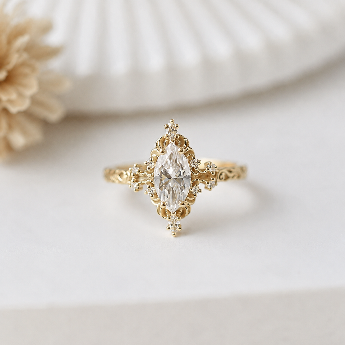 1.05 Carat F SI2 GIA Certified Marquise Diamond Ring