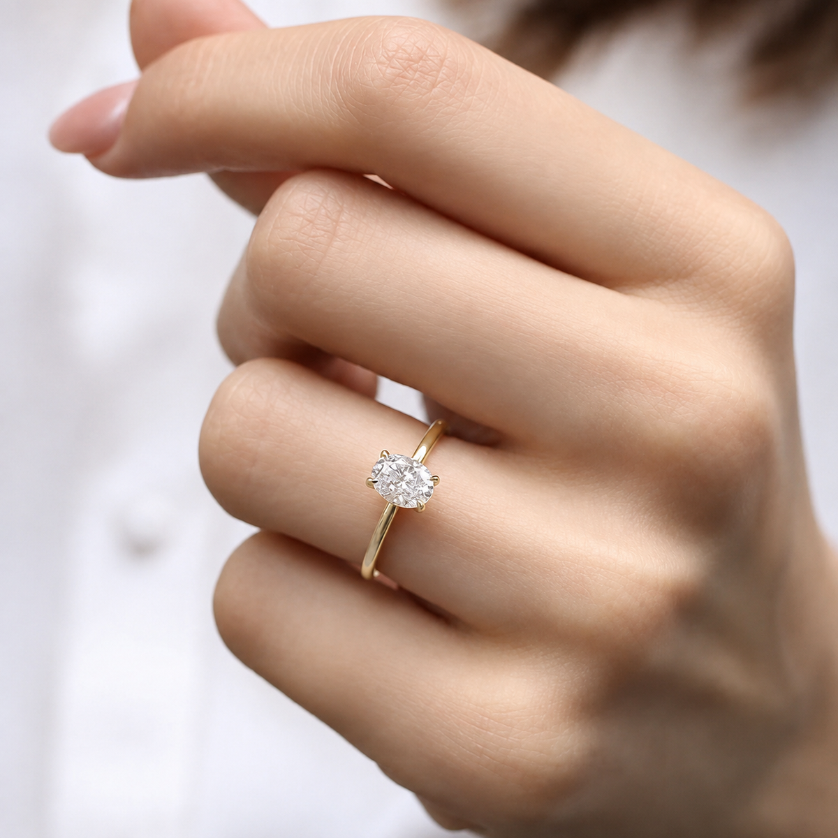 1,0 Karat F SI2 GIA-zertifizierter Ovalschliff Solitärring