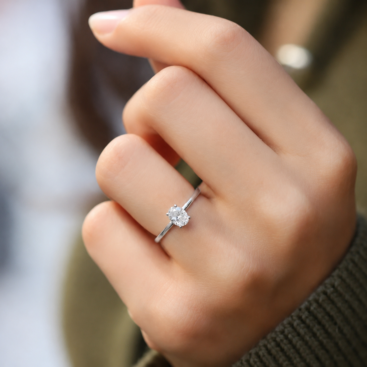 0.60 Karat F SI2 GIA Sertifikalı Oval Pırlanta Tektaş Yüzük