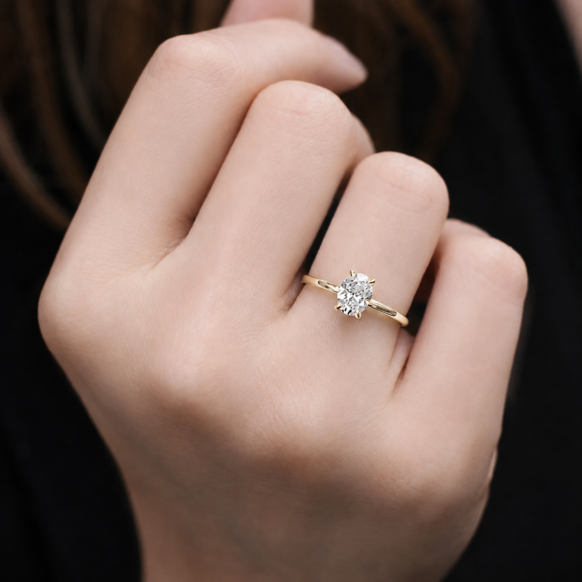 0.80 Karat F VS2 GIA-zertifizierter ovaler Solitär-Brillantring