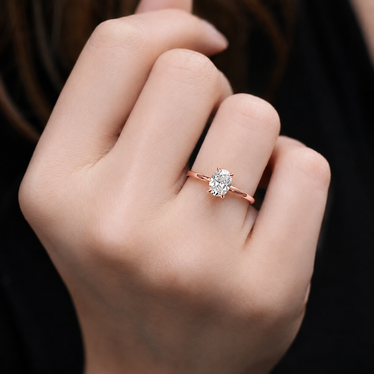 0.80 Karat F VS2 GIA-zertifizierter ovaler Solitär-Brillantring