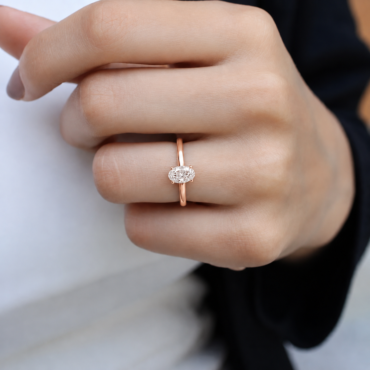 0,90 Karat D SI2 GIA-zertifizierter ovaler Solitärring