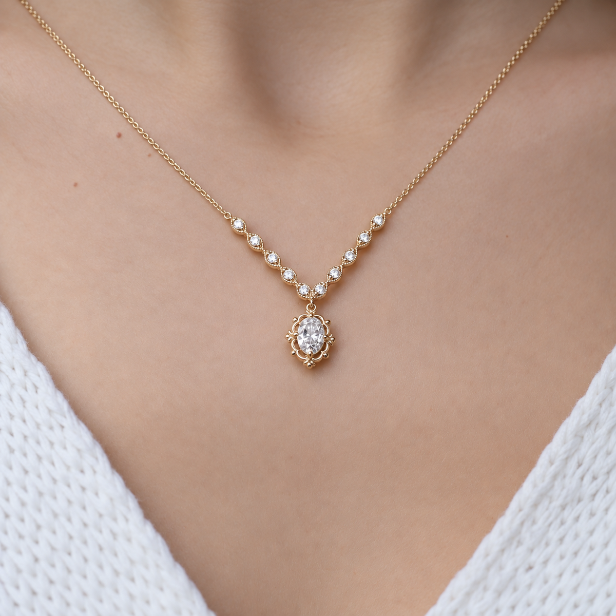 0.95 Karat Vintage Aria Tasarım Pırlanta Kolye