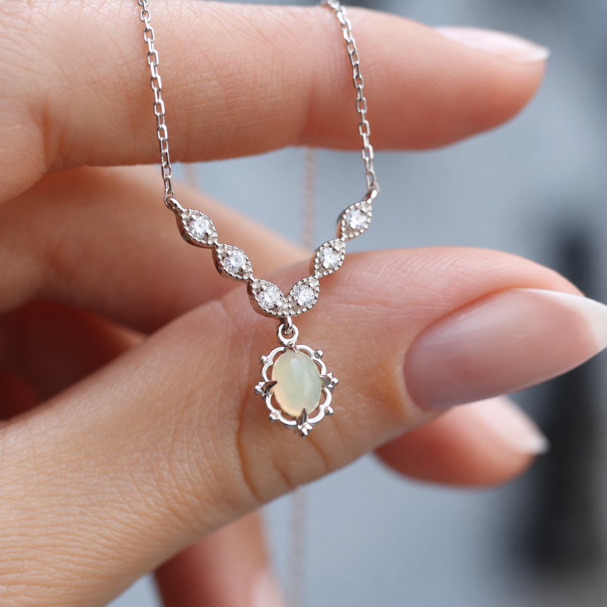 Vintage Aria Opal & Pırlanta Kolye