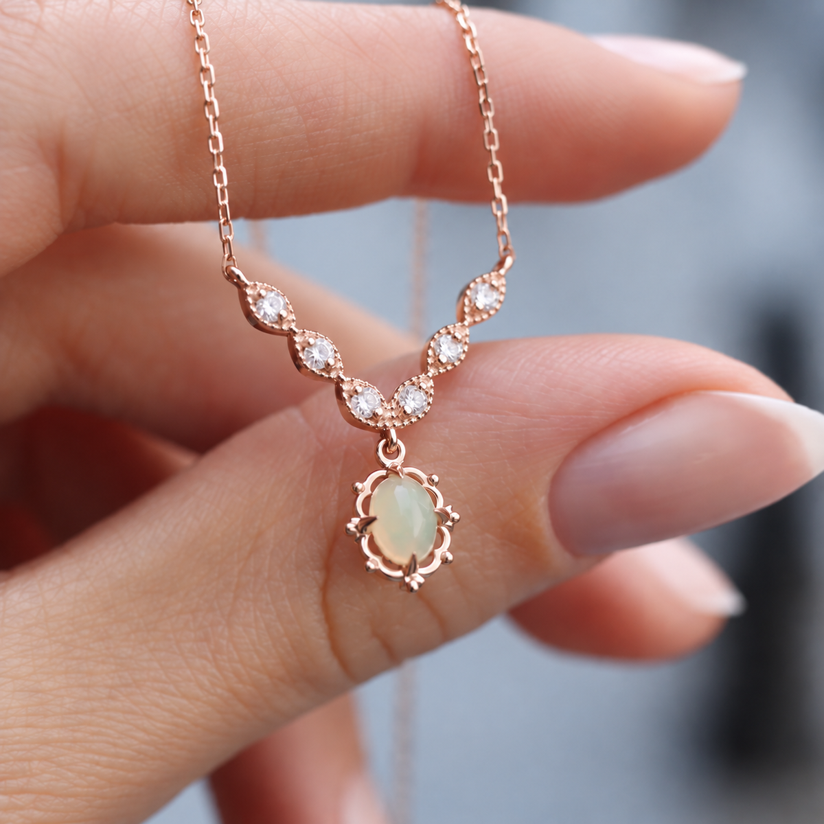 Vintage Aria Opal- und Diamant-Halskette