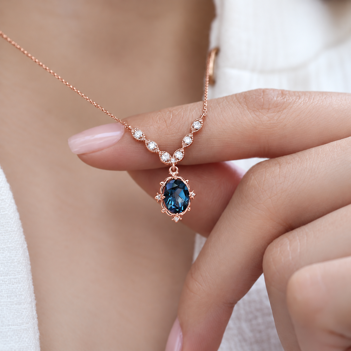 Vintage Aria Pırlanta & London Blue Kolye