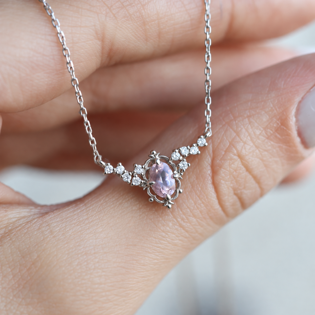Vintage Aria Pırlanta & Morganite Kolye