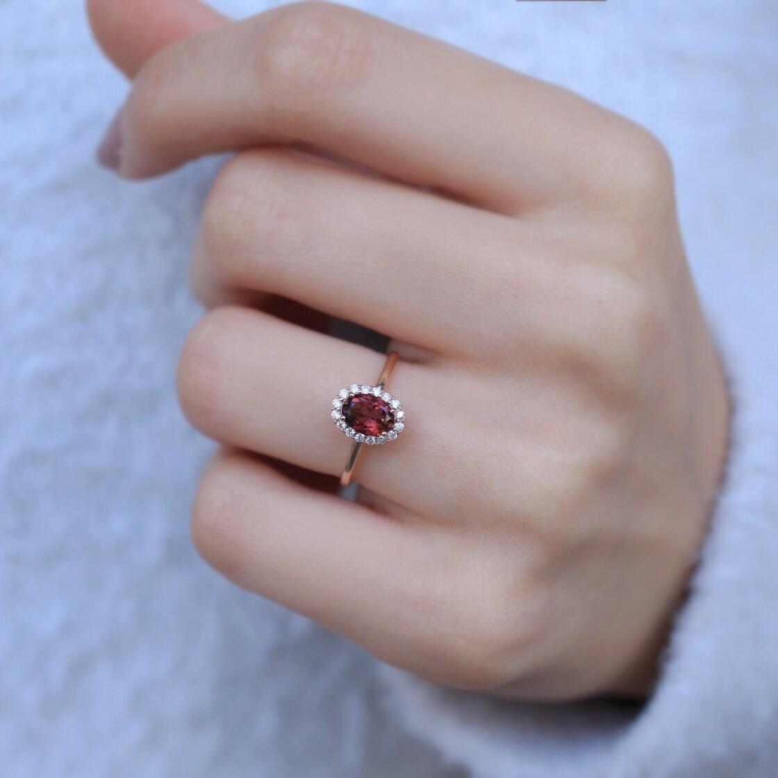 Özel Tasarım Oval Pembe Turmalin & Pırlanta Yüzük - İnza Pırlanta