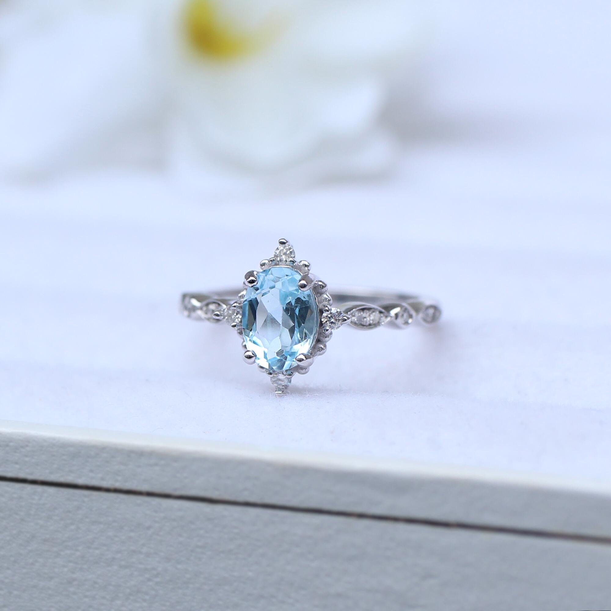 Vintage Aquamarine & Pırlanta Yüzük - İnza Pırlanta
