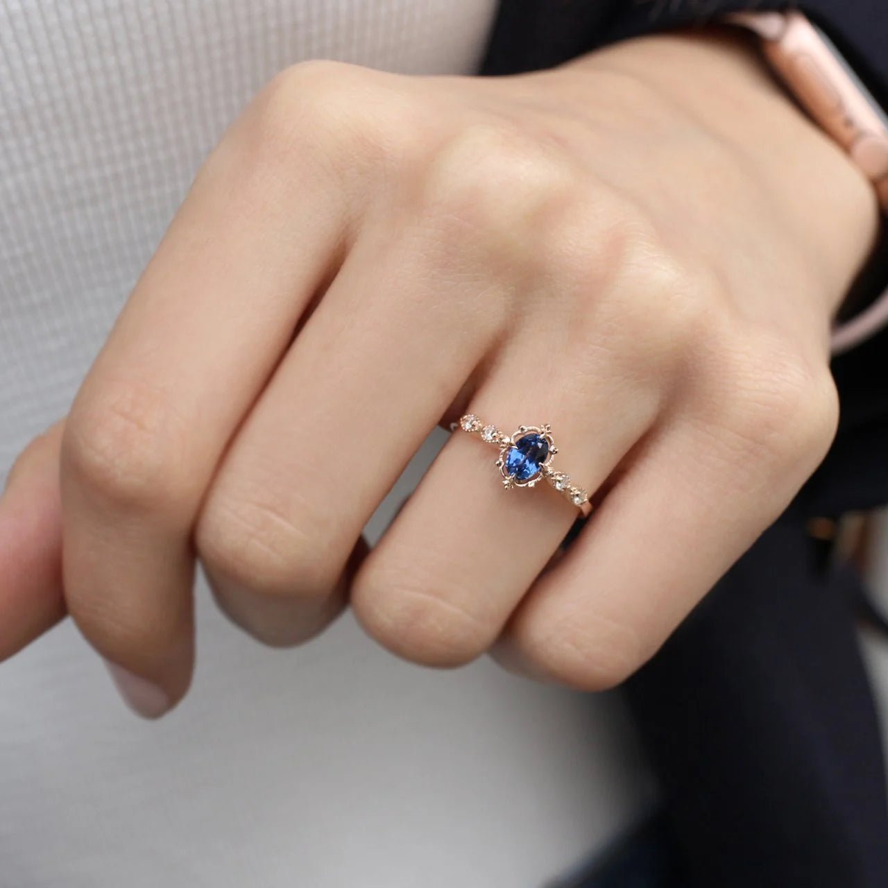 Vintage Aria Blue Topaz & Pırlanta Yüzük - İnza Pırlanta