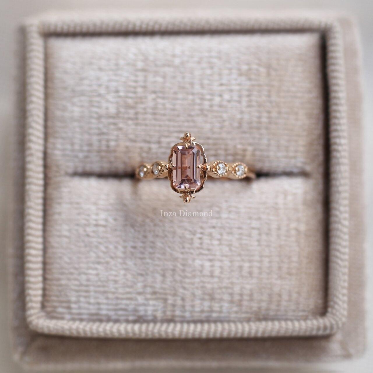 Vintage Aria Emerald Morganite & Pırlanta Yüzük - İnza Pırlanta