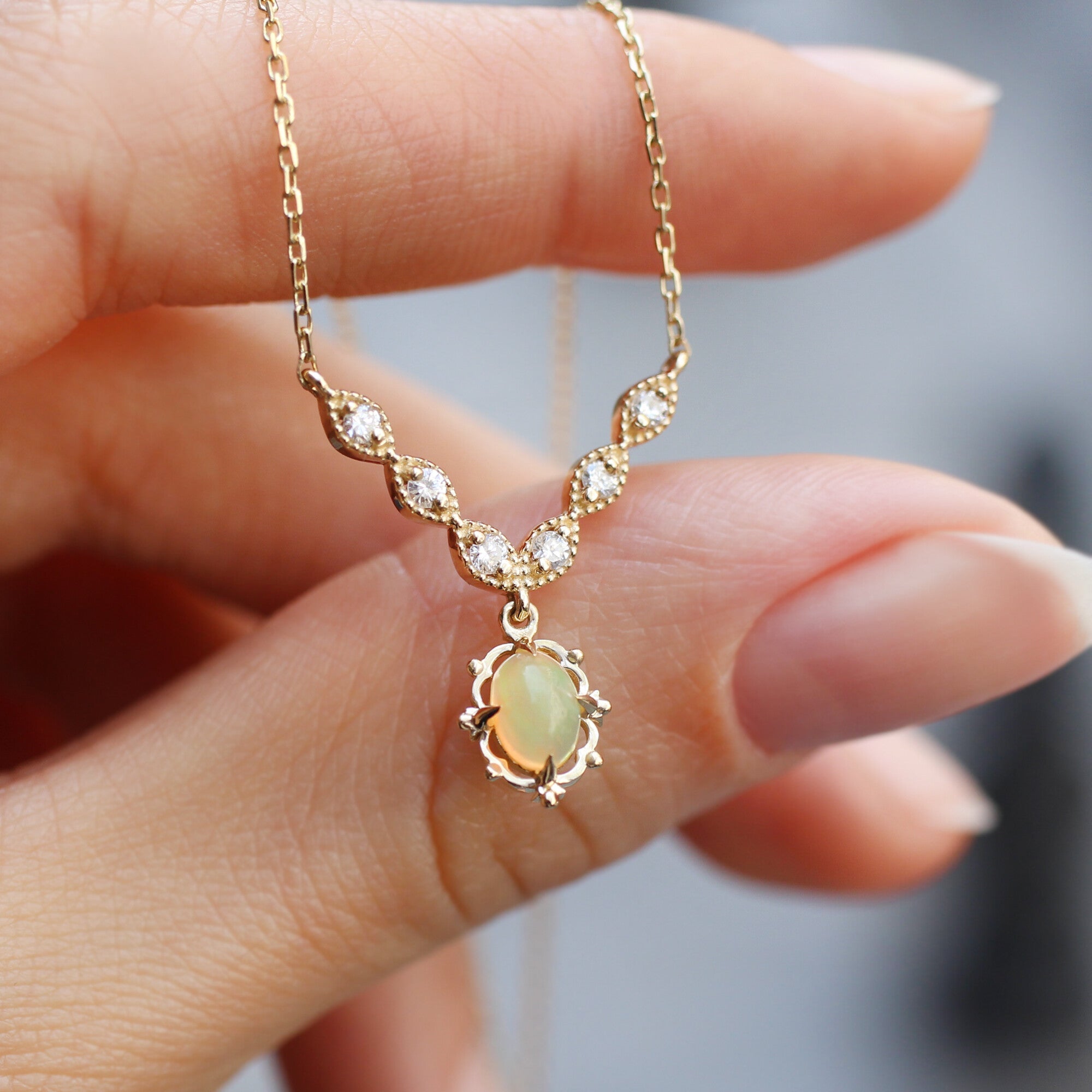 Vintage Aria Opal & Pırlanta Kolye - İnza Pırlanta