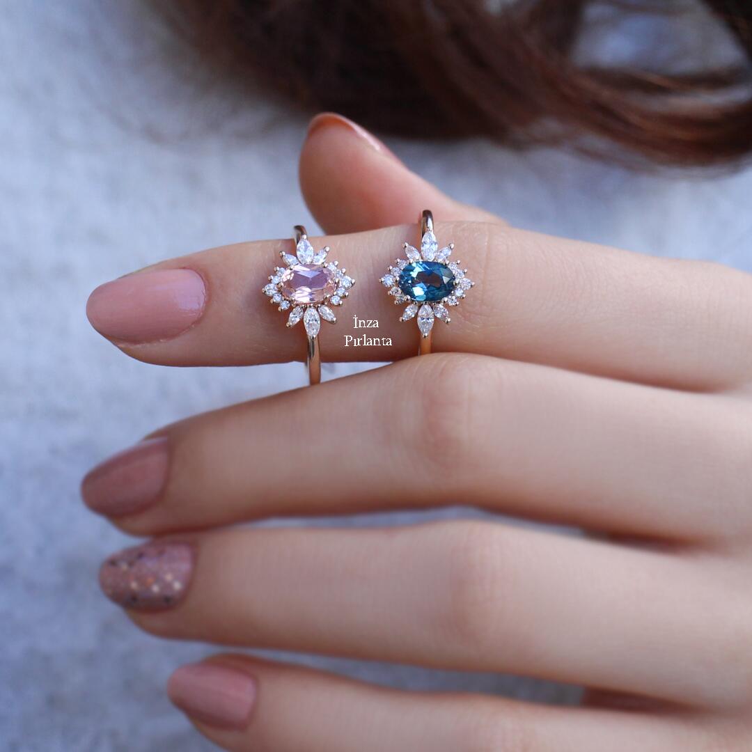 Vintage Artemis Morganite & Pırlanta Yüzük - İnza Pırlanta