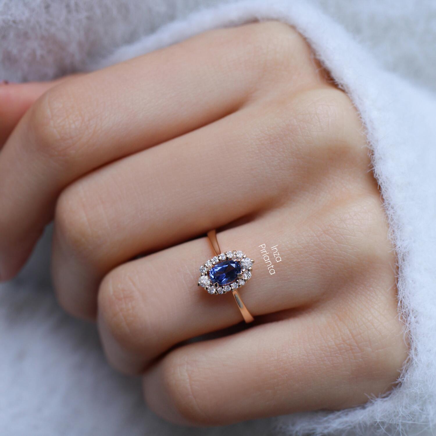 Vintage Blue Topaz & Pırlanta Yüzük - İnza Pırlanta