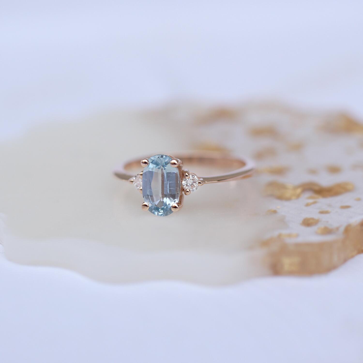 Vintage Blue Topaz & Pırlanta Yüzük - İnza Pırlanta