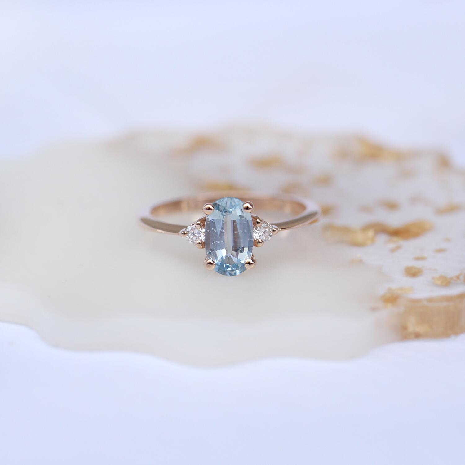 Vintage Blue Topaz & Pırlanta Yüzük - İnza Pırlanta