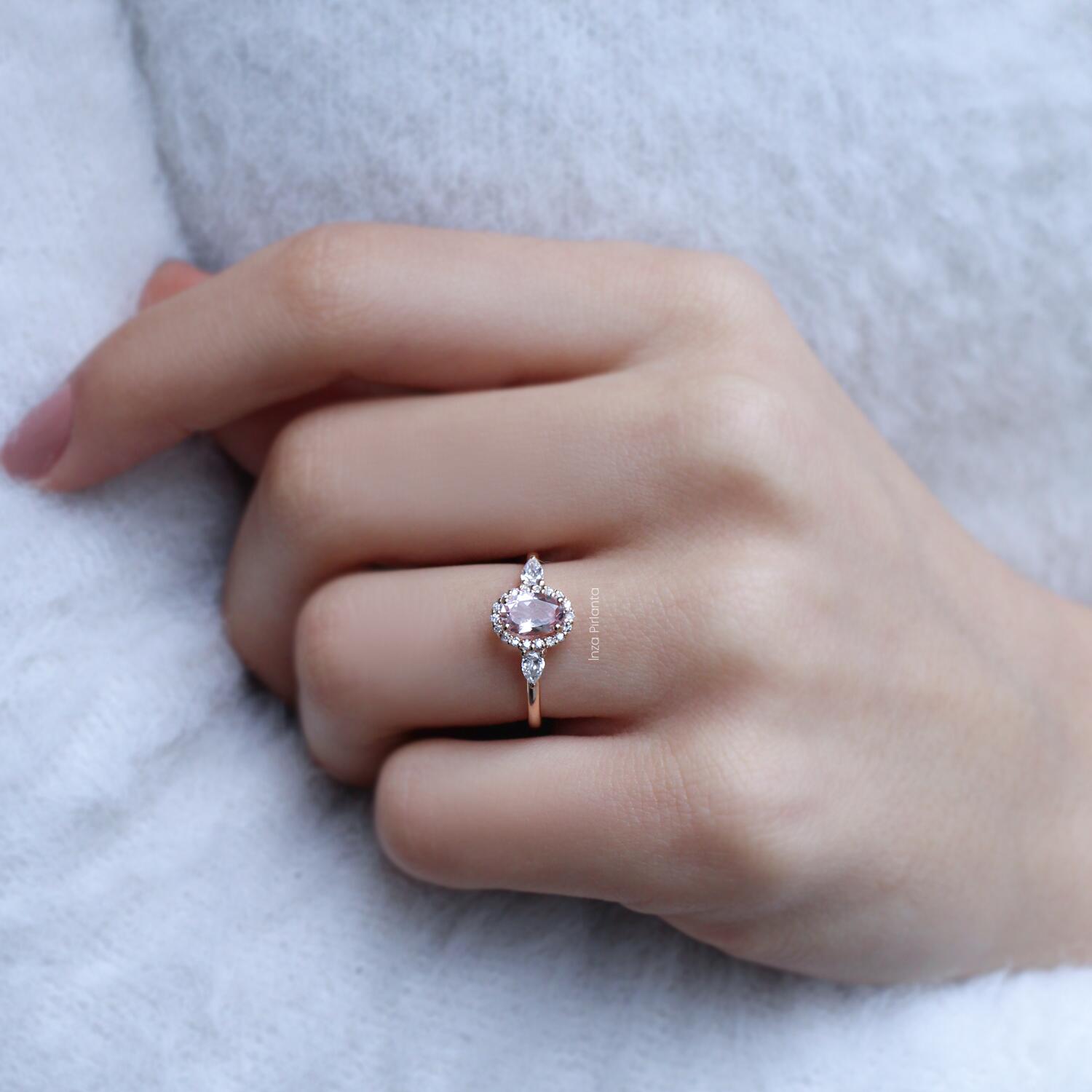 Vintage Damla Morganite & Pırlanta Yüzük - İnza Pırlanta