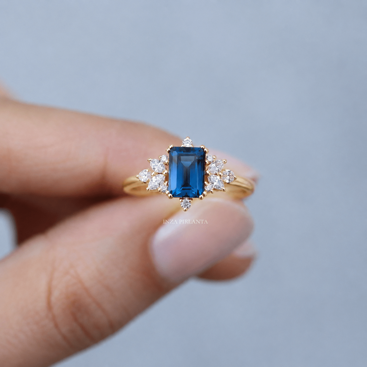 Vintage Flora London Blue & Pırlanta Yüzük - İnza Pırlanta