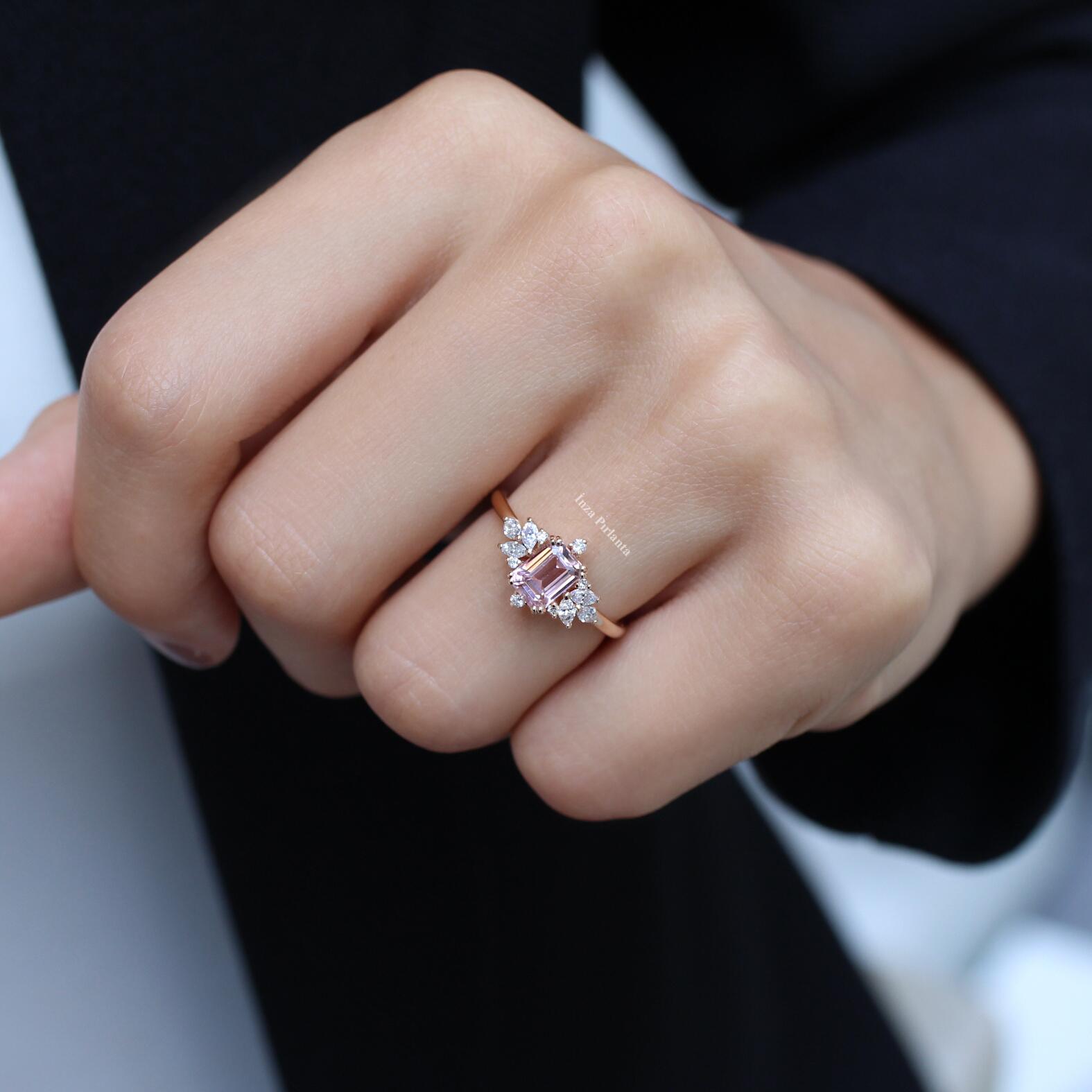 Vintage Flora Vintage Morganite & Pırlanta Yüzük - İnza Pırlanta