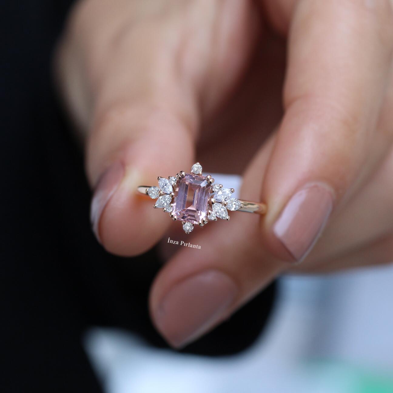 Vintage Flora Vintage Morganite & Pırlanta Yüzük - İnza Pırlanta