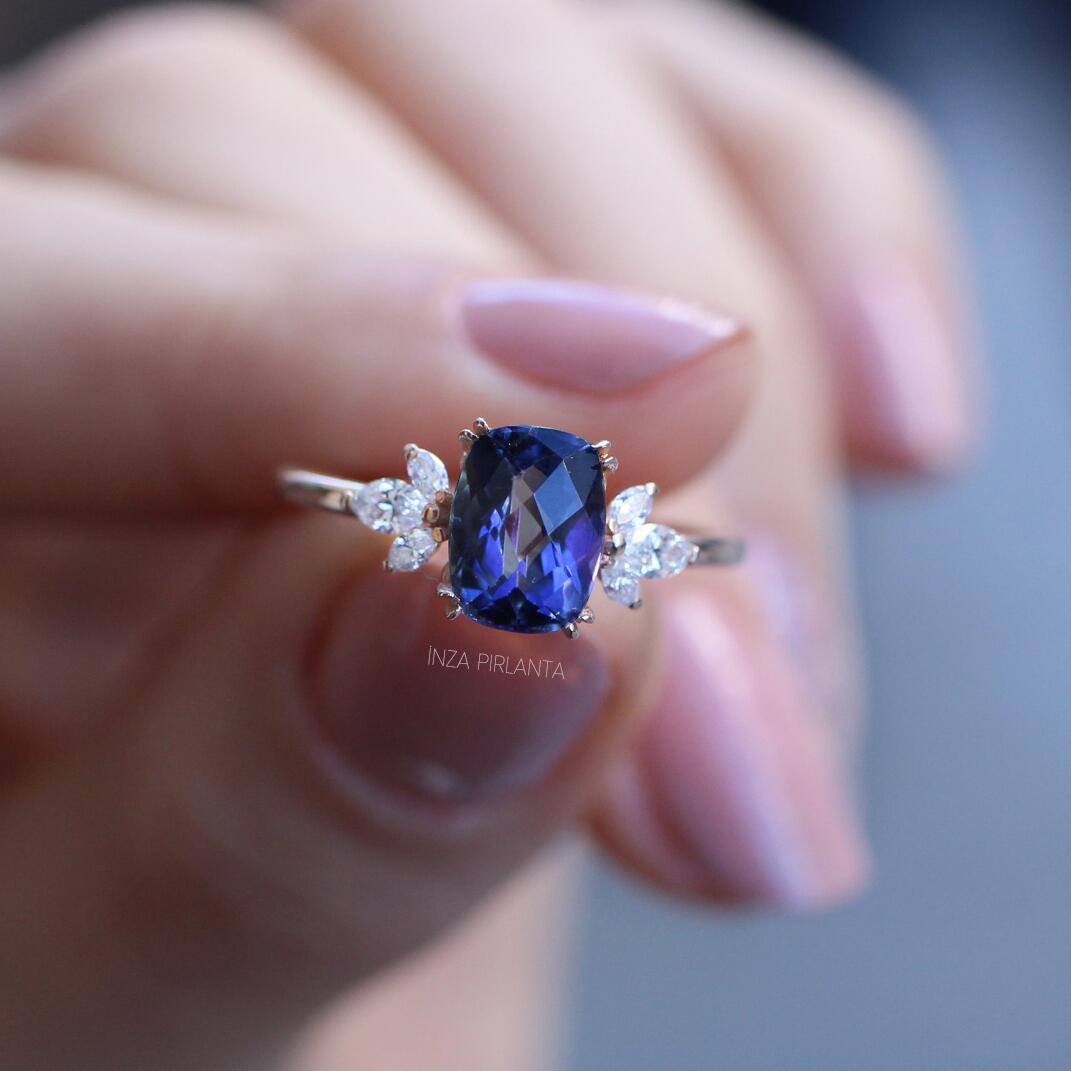 Vintage Lotus Coated Topaz & Pırlanta Yüzük - İnza Pırlanta
