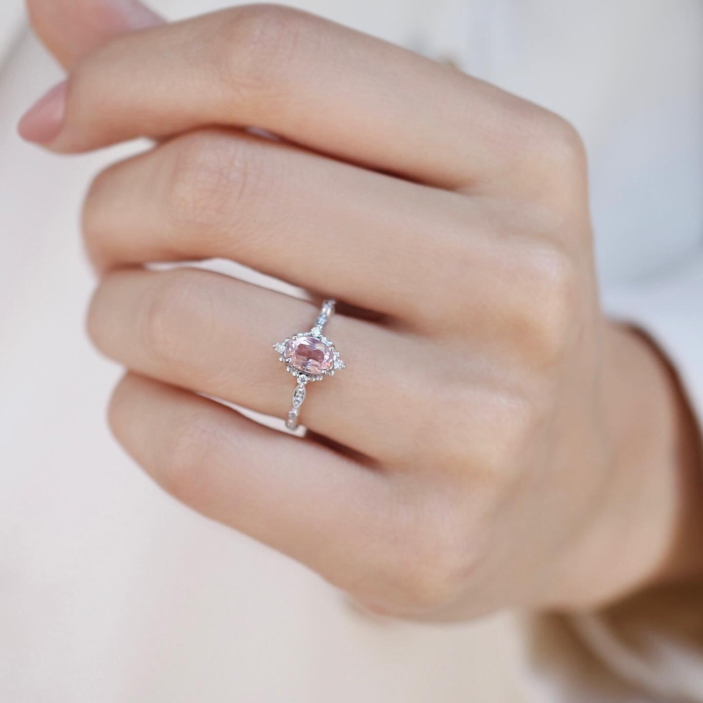 Vintage Mini Selius Morganite & Pırlanta Yüzük - İnza Pırlanta