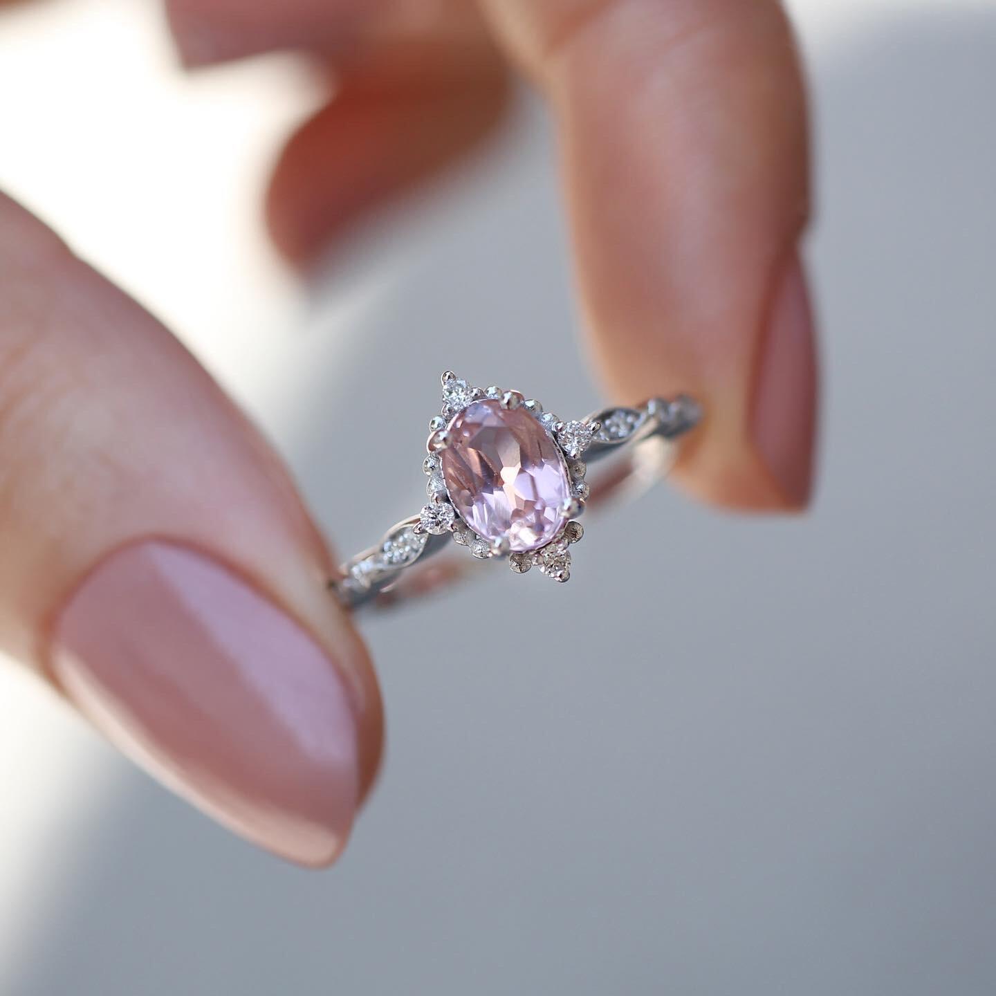 Vintage Mini Selius Morganite & Pırlanta Yüzük - İnza Pırlanta