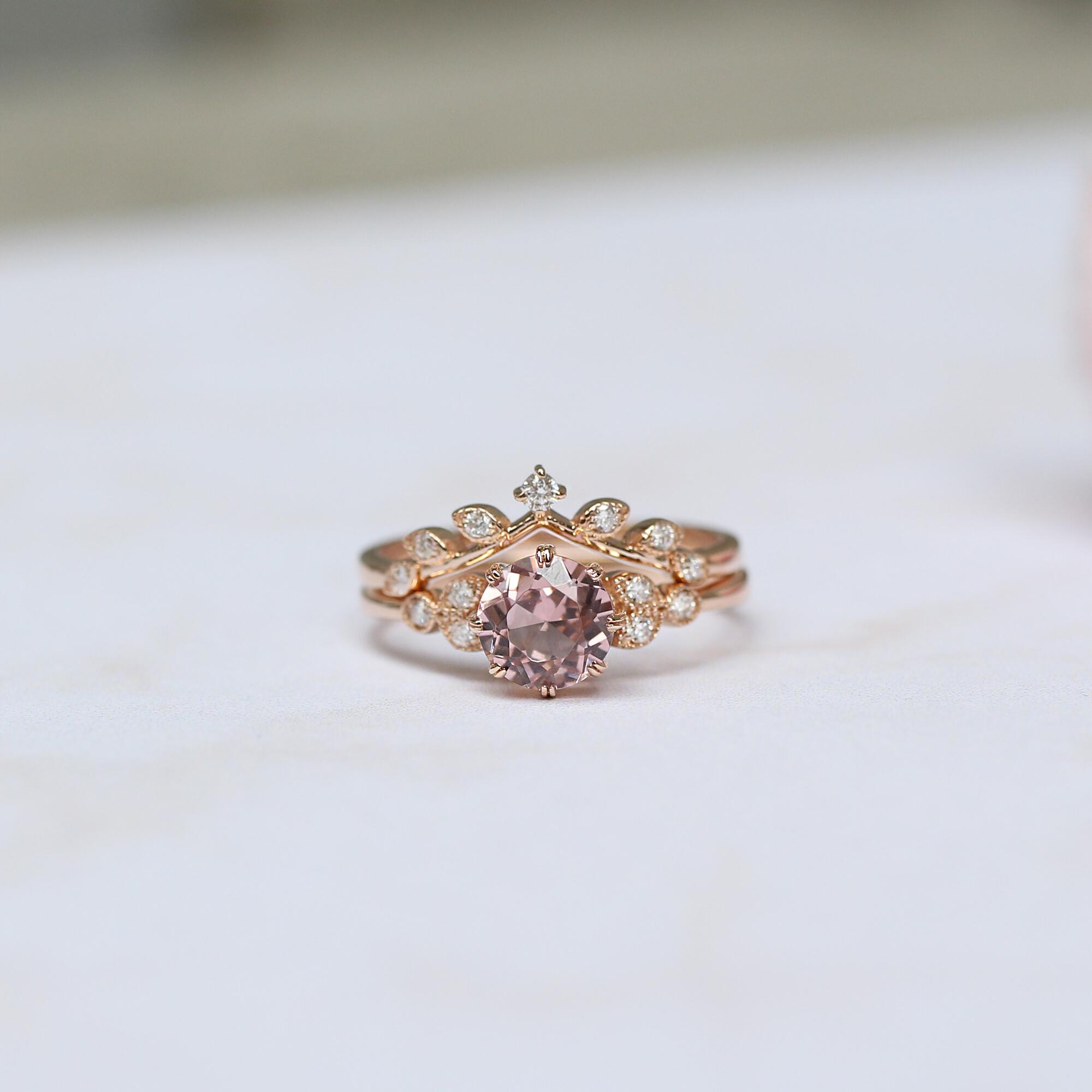 Vintage Morganite & Dal Pırlanta Yüzük - İnza Pırlanta