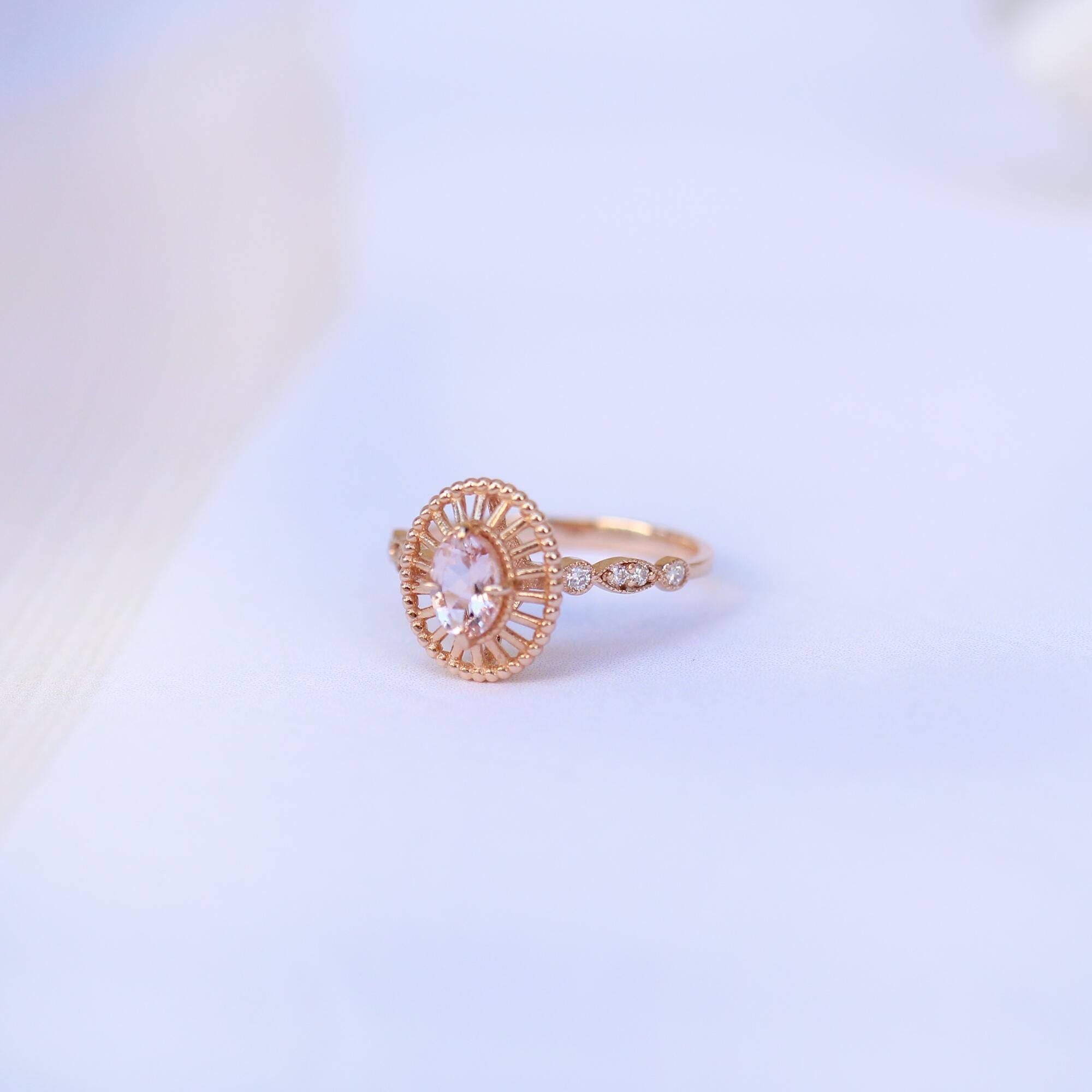 Vintage Morganite & Pırlanta Yüzük - İnza Pırlanta