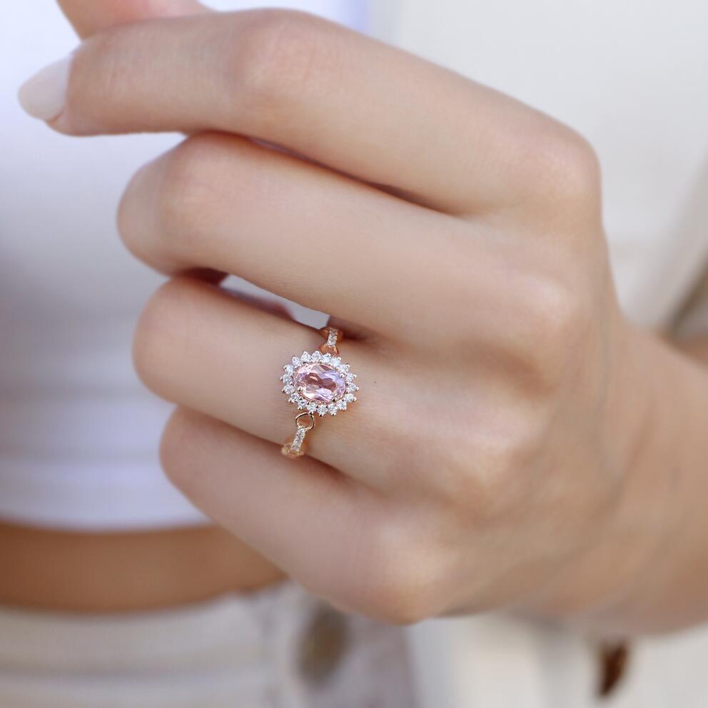 Vintage Morganite & Pırlanta Yüzük - İnza Pırlanta