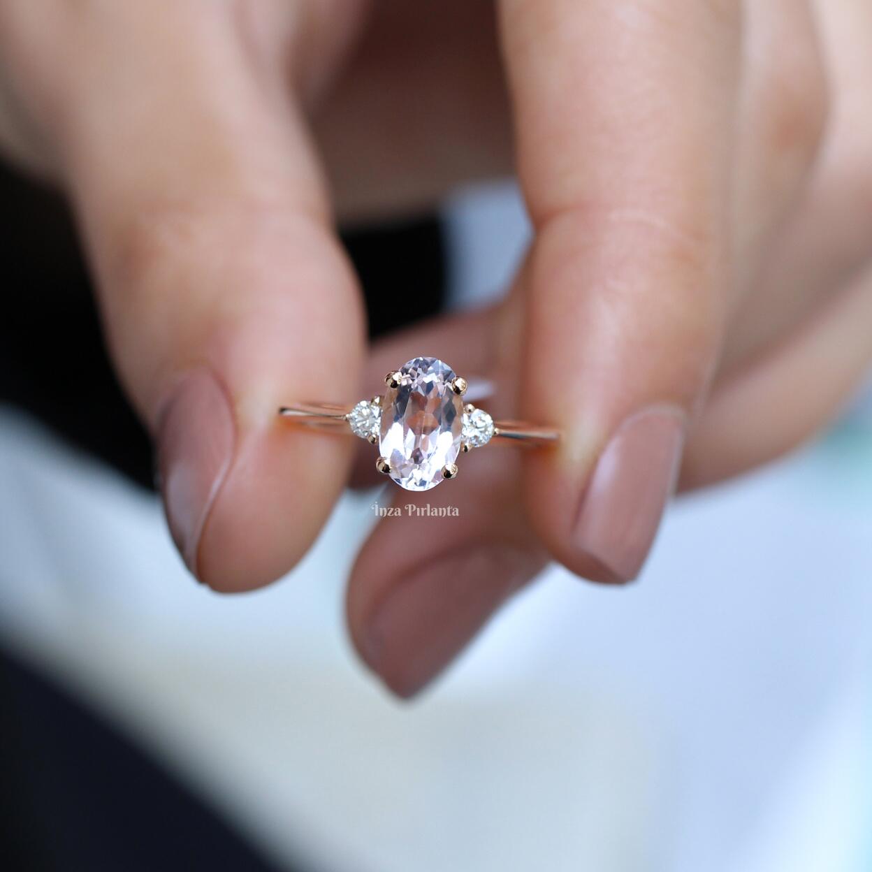 Vintage Morganite & Pırlanta Yüzük - İnza Pırlanta