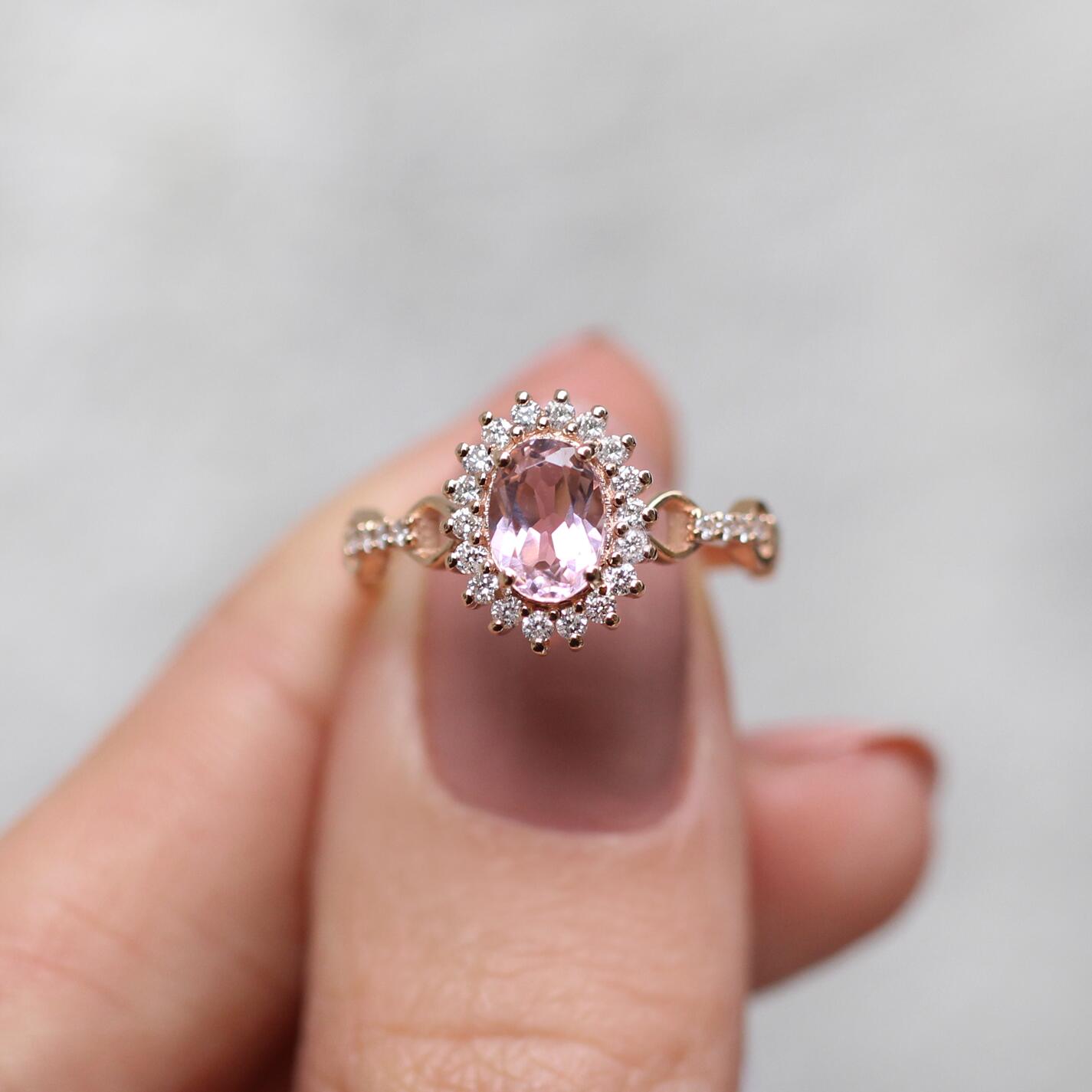 Vintage Morganite & Pırlanta Yüzük - İnza Pırlanta