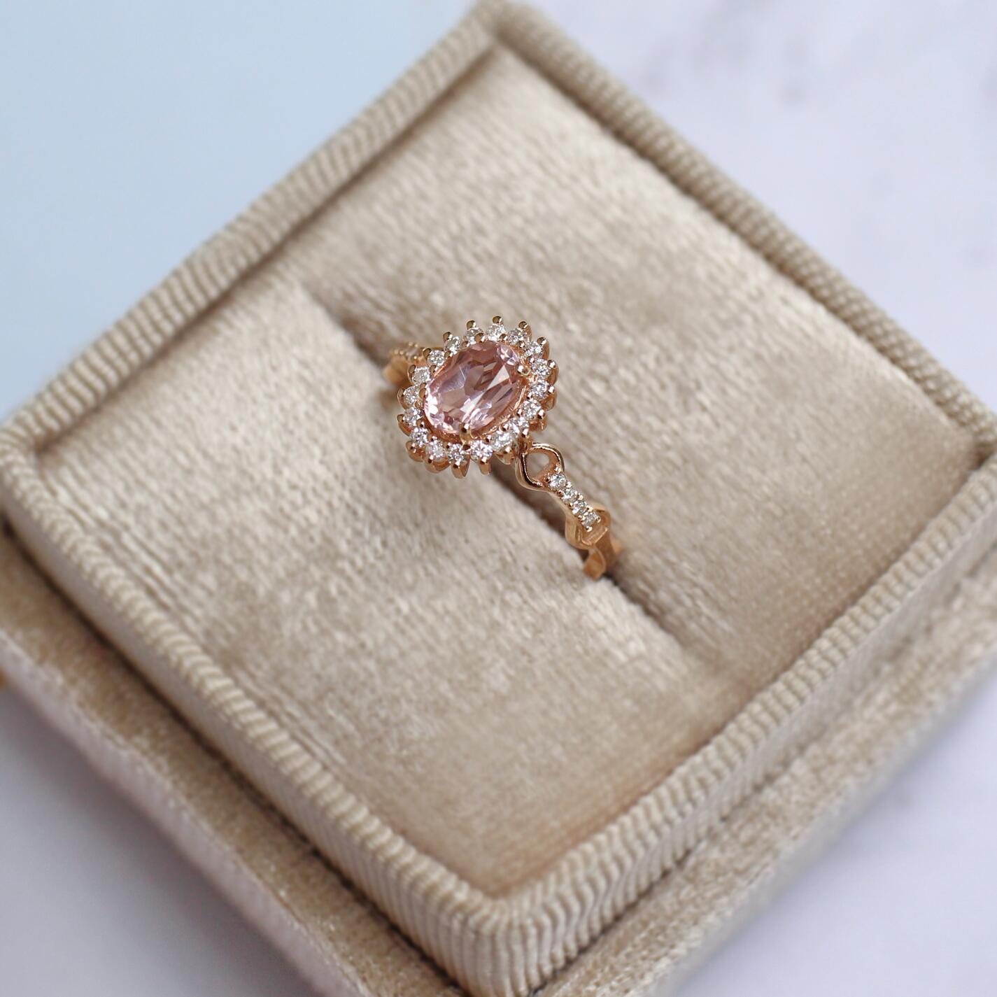 Vintage Morganite & Pırlanta Yüzük - İnza Pırlanta