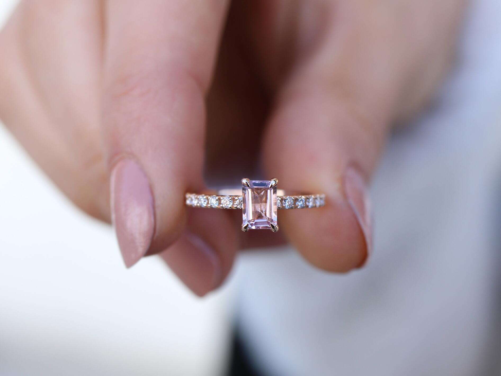 Vintage Morganite & Pırlanta Yüzük - İnza Pırlanta