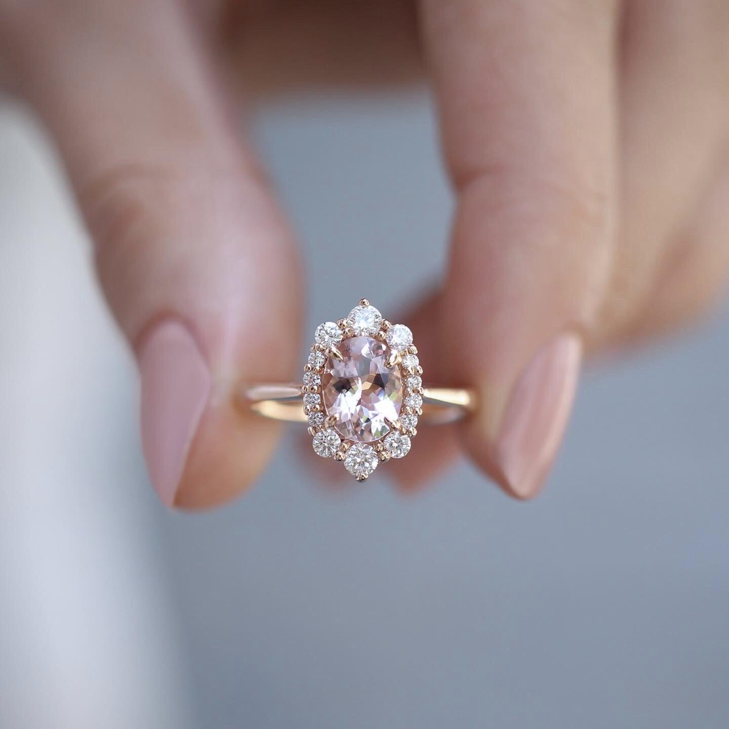 Vintage Özel Tasarım Morganite & Pırlanta Yüzük - İnza Pırlanta