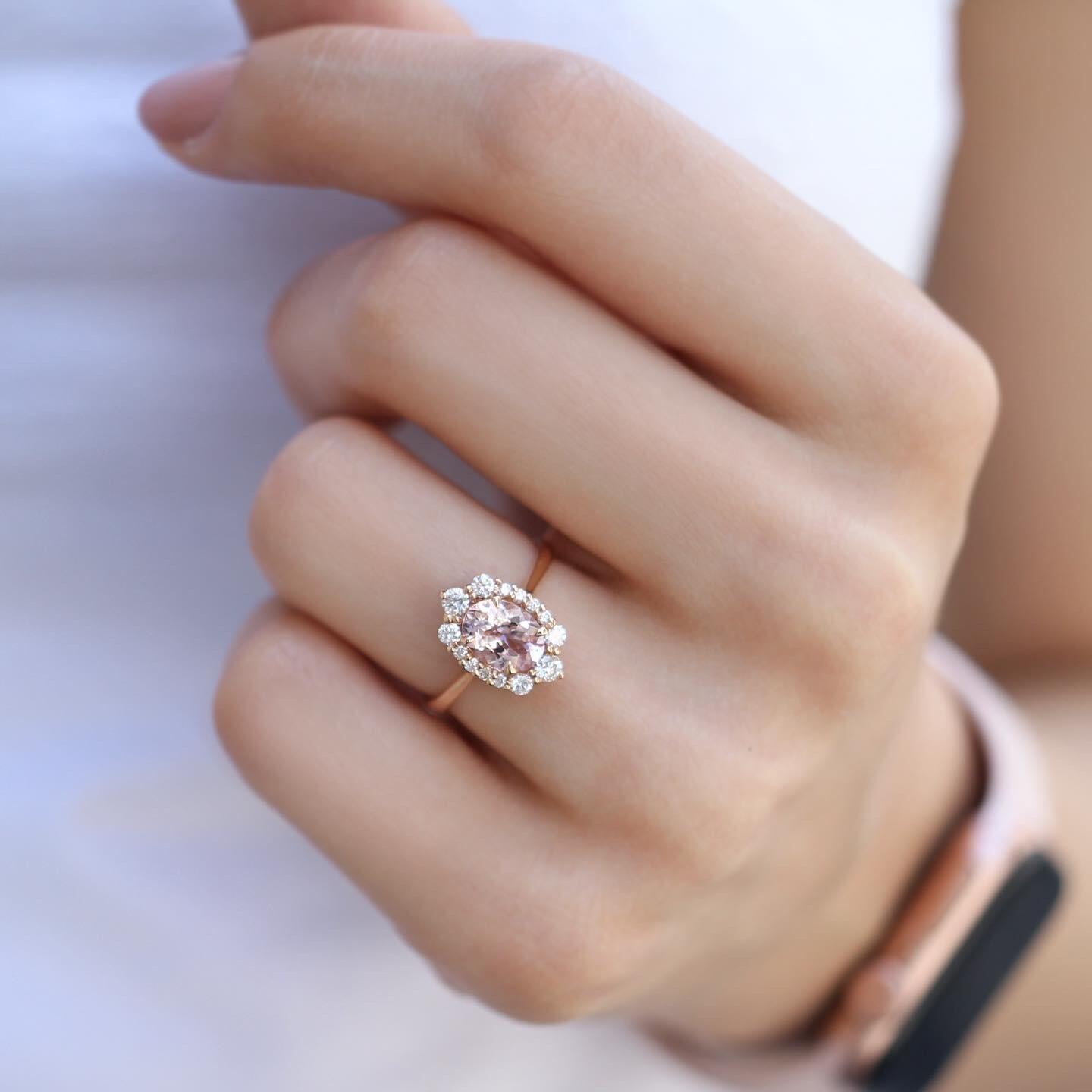 Vintage Özel Tasarım Morganite & Pırlanta Yüzük - İnza Pırlanta