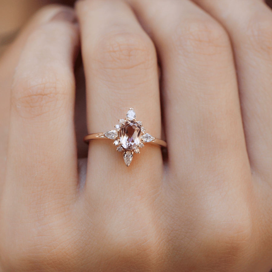 Vintage Selius Morganite & Pırlanta Yüzük - İnza Pırlanta