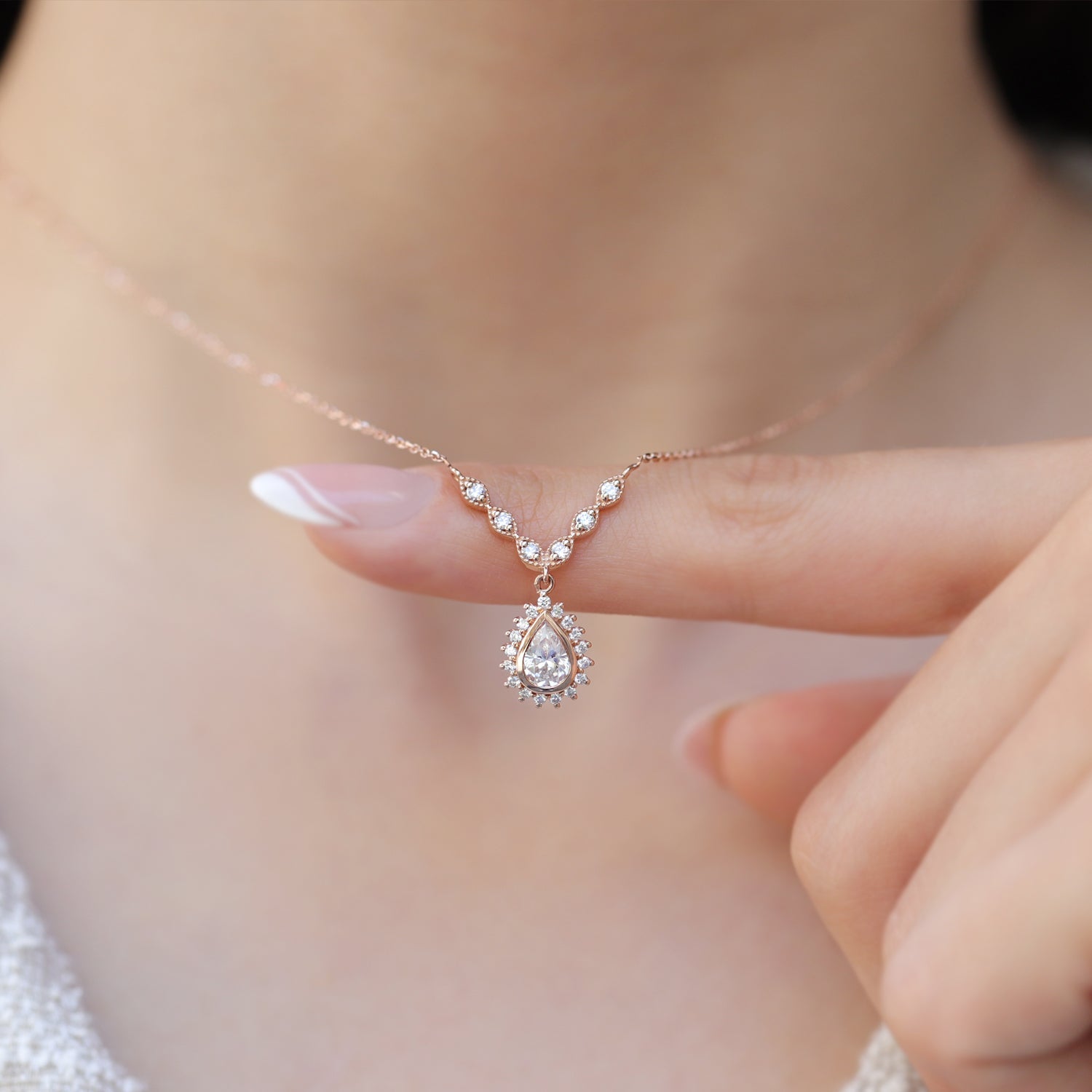 Vintage Tasarım Damla Beyaz Topaz & Pırlanta Set - İnza Pırlanta