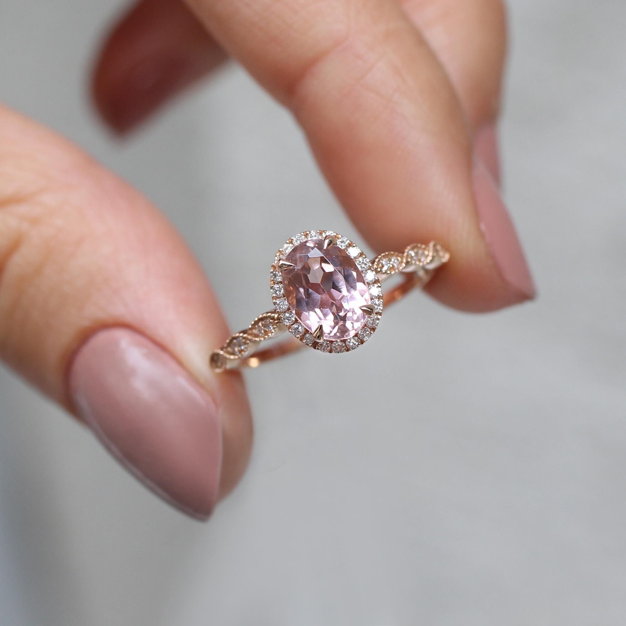 Vintage Tasarım Morganite & Pırlanta Yüzük - İnza Pırlanta