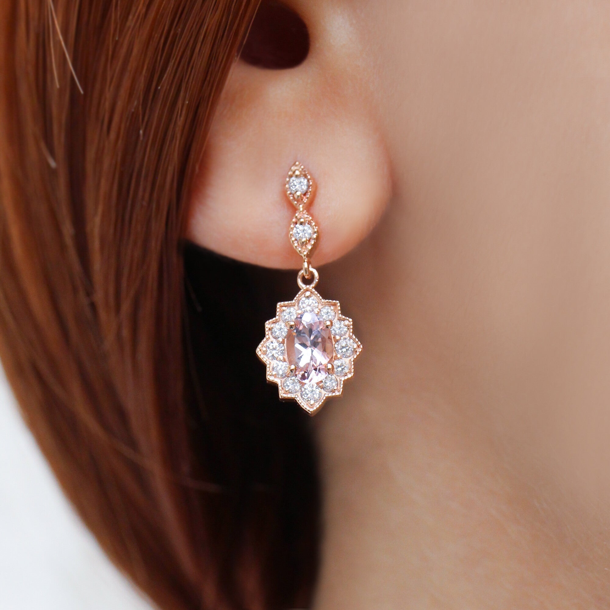 Vintage Venice Pırlanta & Morganite Küpe - İnza Pırlanta