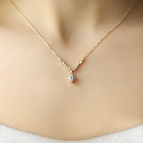 Vintage Mini Selius Pırlanta & Beyaz Topaz Kolye 