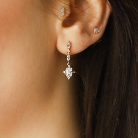 Vintage Mini Selius Pırlanta & Beyaz Topaz Küpe 